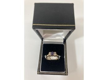 Ladies 18K Yellow Gold Sapphire & Diamond Ring
