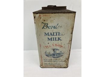 Vintage Borden Malted Milk Tin Meadow Brand Advertising