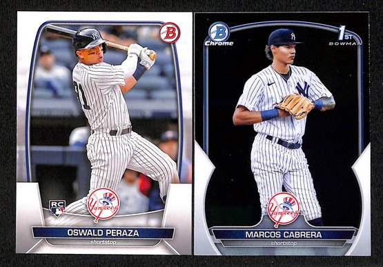 2023 Topps Chrome:  2 Yankees - Oswald Peroza {RC} & Marcos Cabrera {1st}