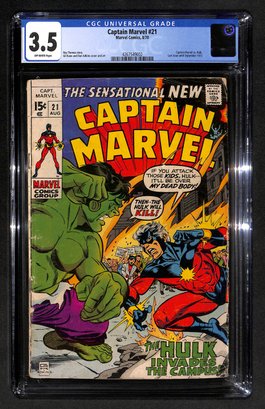 Captain Marvel #21:  The Hulk Invades The Campus {CGC 3.5}
