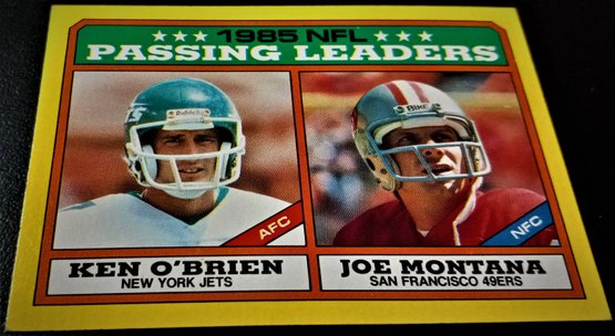 1985 Topps:  Joe Montana {1985 Passing Leaders Card}