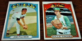 1972 Topps:  Jim Palmer & Rollie Fingers {Hall Of Famers}