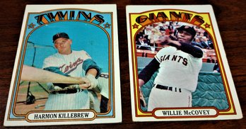 1972 Topps:  Harmon Killebrew & Willie McCovey {Hall Of Famers}