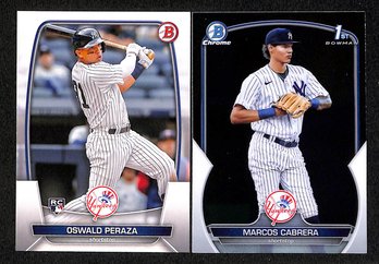 2023 Topps Chrome:  2 Yankees - Oswald Peroza {RC} & Marcos Cabrera {1st}