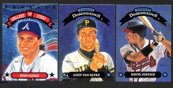 1991 & 1992 Leaf:  Ryan Klesko, Andy Van Slyke & David Justice {3-Card Lot}