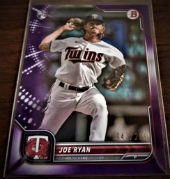 2022 Bowman Chrome:  Joe Ryan{SP} & Purple Parallel {Serial # 43/250}...Rookie Card