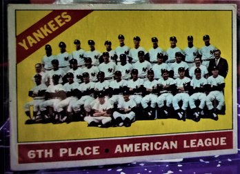 1966 Topps:  Yankees Team Card {Mantle, Maris & Yogi}