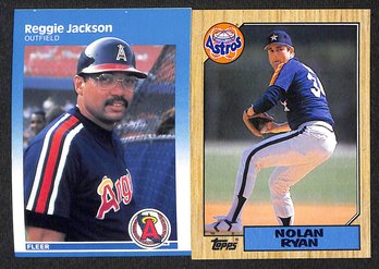 1987 Fleer & Topps:  Reggie Jackson & Nolan Ryan { 2 X Hall Of Famers}