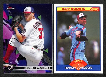 2021 Topps Finest & 1989 Score:  Stephen Strasburg & Randy Johnson {Rookie Card}
