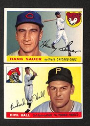 1955 Topps:  Hank Sauer {1952 MVP} & Dick Hall {rookie Card}