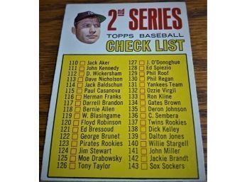 Topps 1967:  Series 2 Checklist Featuring Mickey Mantle