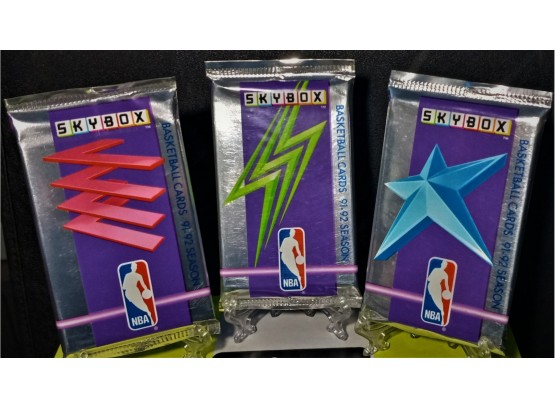 1991-92 Skybox NBA Packs:  3-Pack Lot (Factory Sealed)