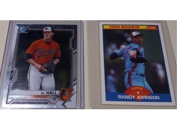 1989 Score & 2021 Bowman Chrome:  Randy Johnson (Rookie Card) & D.L. Hall