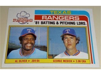 1982 Topps:  Texas Rangers Team Leaders - Al Oliver & George Medich
