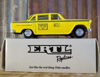 1989 American Toy Fair, ERTL Replicas, Yellow Taxi, 1:43 Scale, Diecast, NIB
