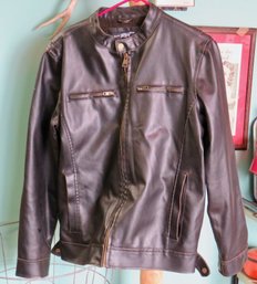 Vintage Black Rivet Faux Leather Jacket, Men's Size Medium