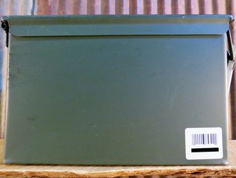 Vintage Metal Ammo Box, Latching Ammo Box, Army Green
