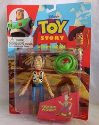 1995 Disney, Think Way Toys, Toy Story Action Figure, Kicking Woody, NIP