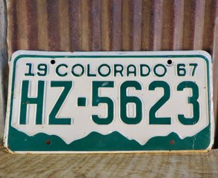 1967 Colorado License Plate, Green & White, HZ-5623