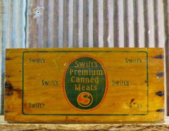 Vintage Swift's Premium Canned Meats Wood Box, Product Of Argentina