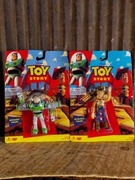 Thinkway Toys, Disney's Toy Story, Buzz Lightyear & Woody, Bendable Figure, New In Pack, QTY 2