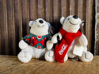 1997/98 Coca-Cola Polar Bear, Bean Bag Plush, No. 0131 & No. 0120, QTY 2, NWT