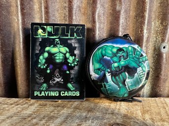 Vintage Hulk Playing Cars & Coin Pouch, QTY 2, NWOT