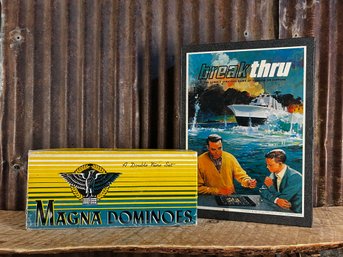 Vintage Board Games, Magna Dominos & Break Thru, QTY 2