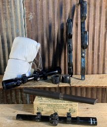 Gun, Hunting Items (QTY 5), Bushnell Scope, Gun Rack, & More
