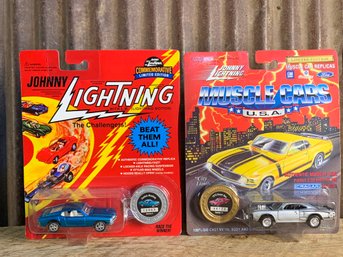 1994/95 Playing Mantis, Johnny Lightning, 1970 Super Bee & Custom Mustang, NIP