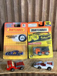 Vintage Matchbox, NIP Chevrolet Lumina & Mobile Crane, With Two Out Of Box Matchbox Cars
