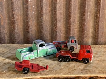 Vintage Tootsie Toy Trucks & Trailer, QTY 4