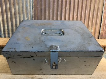 Vintage Metal Lock Box / Fishing Tackle Box