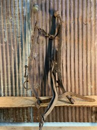 Antique Horse Hames, Solid Wood & Steel, Leather Strapes