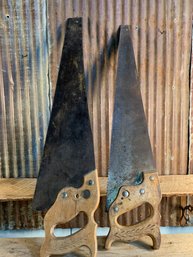 Vintage Wood Handled Saws, QTY 2