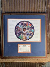 Danbury Mint, Walter Payton, Chicago Bears Porcelain Collector Plate, Framed With COA