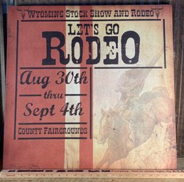 Wyoming Stock Show And Rodeo Canvas Wall Decor, 'Let's Go Rodeo', Signed