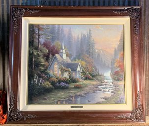 Vintage Framed Painting, The Forest Chapel, Thomas Kinkade, 20' X 24'