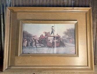 Vintage Framed Painting, The Old Stagecoach, Eastman Johnson