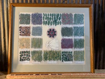 Vintage Framed Navajo Plant Dye Chart, Native Medicine Chart