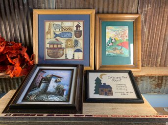 Vintage Framed Paintings & Art, Home Decor, QTY 4
