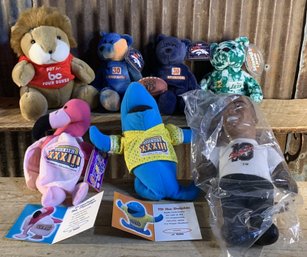Vintage NFL, Super Bowl, Beanie Baby Collectibles, QTY 8