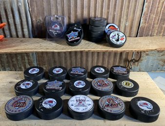 Collectible NHL Hockey Pucks, QTY 26