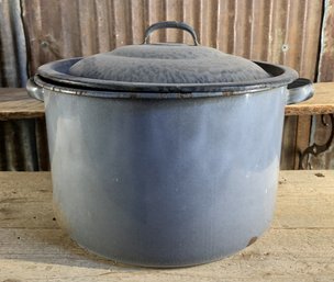 Vintage Enamelware Stock Pot, Grey