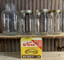Vintage Glass Canning Jars (QTY 4) With Extra Lids