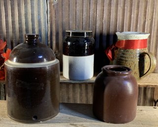 Vintage Stoneware Jars & Canisters, QTY 4