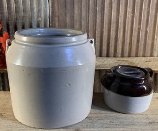 Vintage Stoneware Jar & Canister, QTY 2
