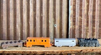 Vintage Midge Toy Locomotive, Car, & Caboose, QTY 4