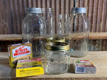 Kerr Self-Sealing Canning Jars With Extra Lids, QTY 6 Jars/QTY 3 Boxes Of Lids