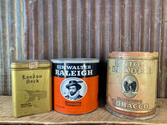 Vintage Collectible Tins, London Dock, Sir Walter, & Union Leader (3)